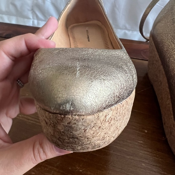 Anthropologie Pilcro and the Letterpress Gold Metallic Wedge Heels - Picture 8 of 11